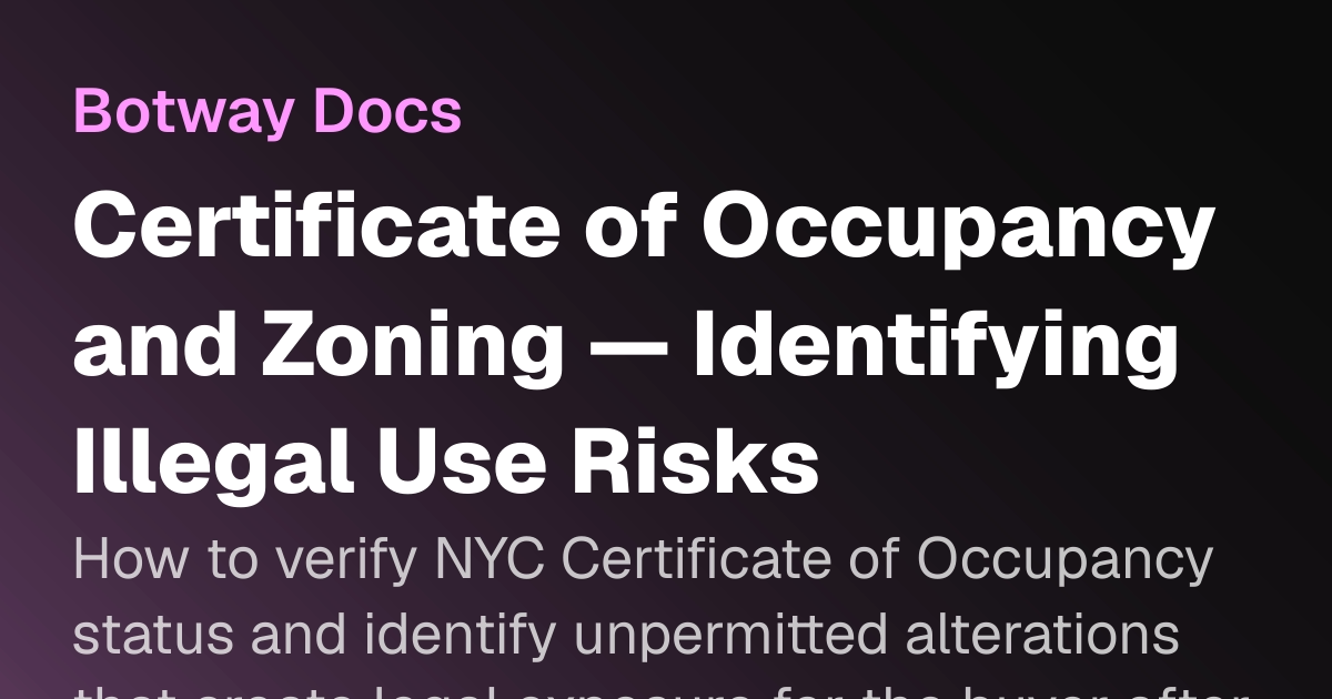 Certificate of Occupancy and Zoning — Identifying Illegal Use Risks ...