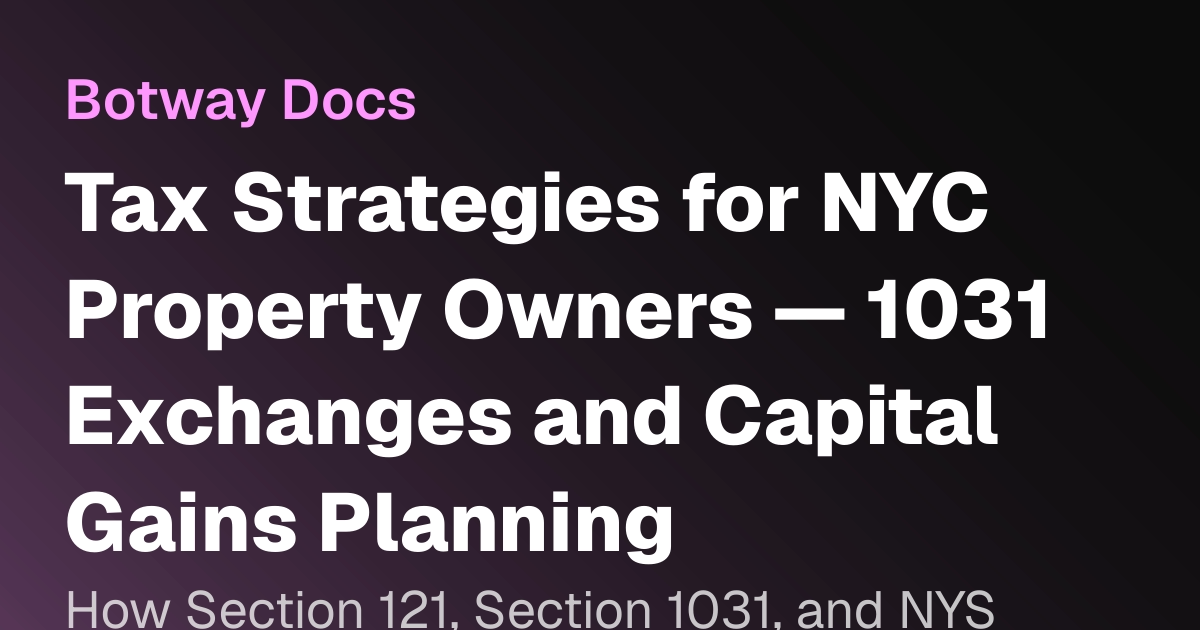 Tax Strategies for NYC Property Owners — 1031 Exchanges and Capital ...