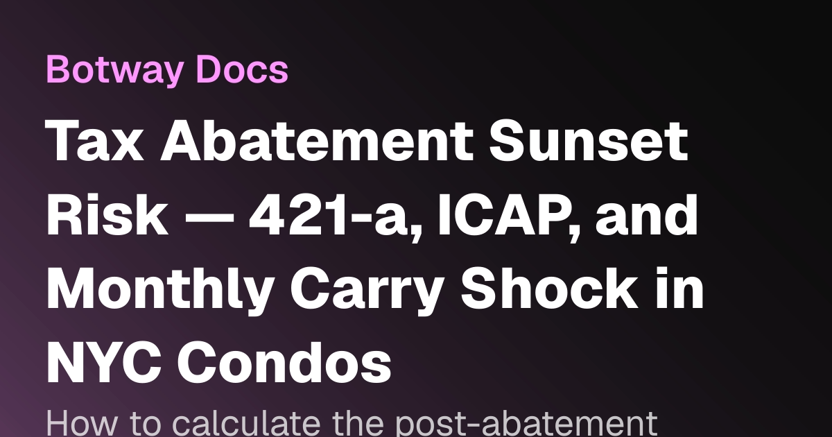 Tax Abatement Sunset Risk — 421-a, ICAP, and Monthly Carry Shock in NYC ...