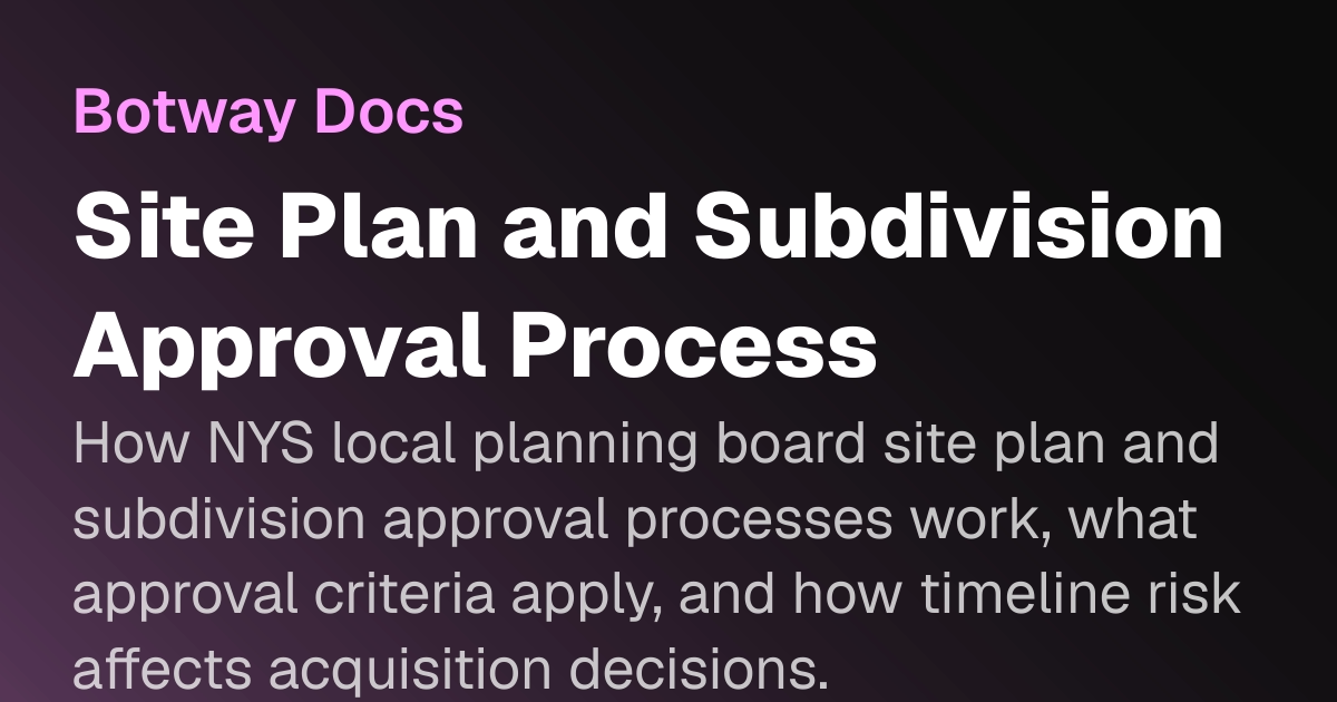Site Plan and Subdivision Approval Process | Botway Docs