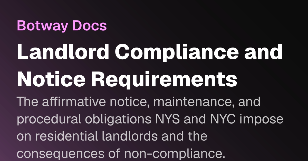 Landlord Compliance and Notice Requirements | Botway Docs