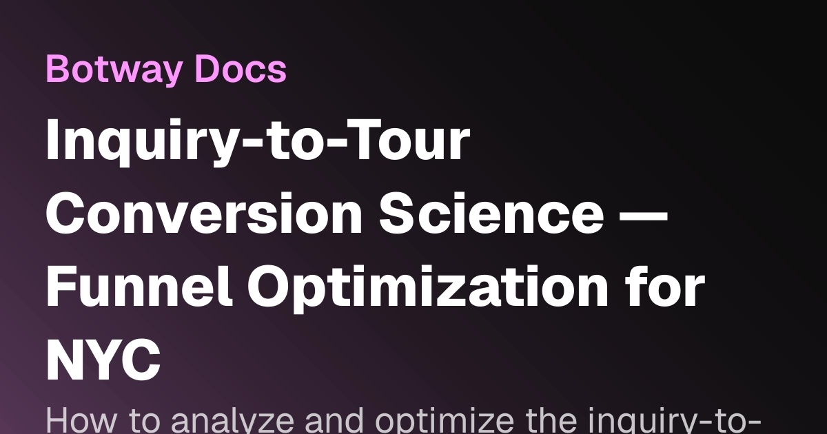 Inquiry-to-Tour Conversion Science — Funnel Optimization for NYC ...
