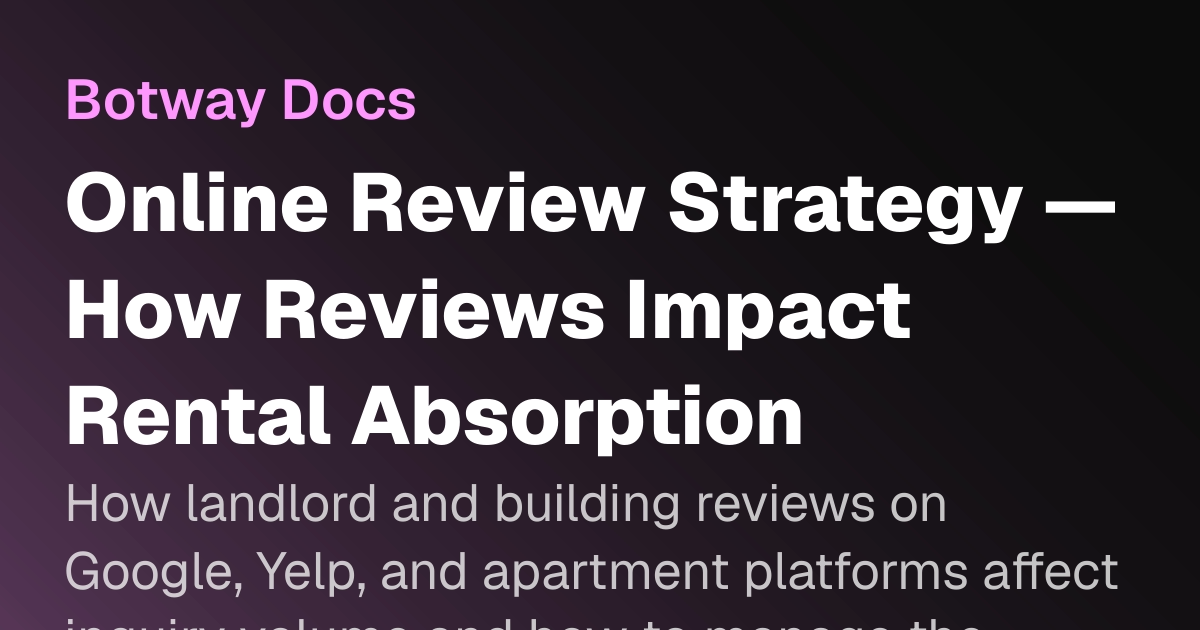 Online Review Strategy — How Reviews Impact Rental Absorption | Botway Docs
