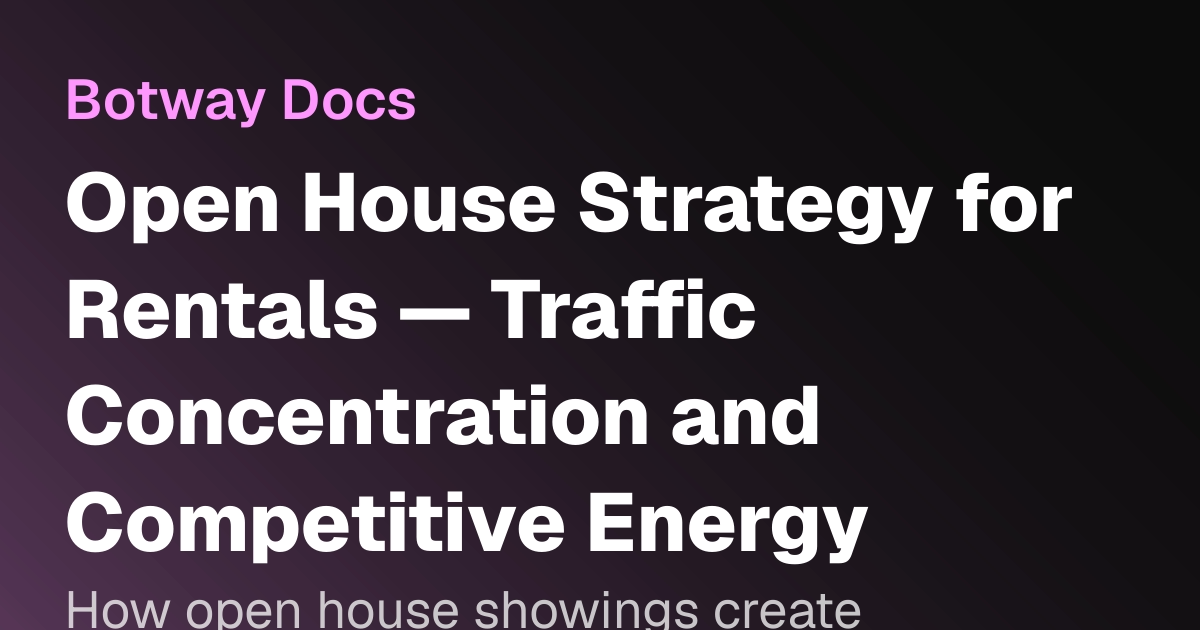 Open House Strategy for Rentals — Traffic Concentration and Competitive ...