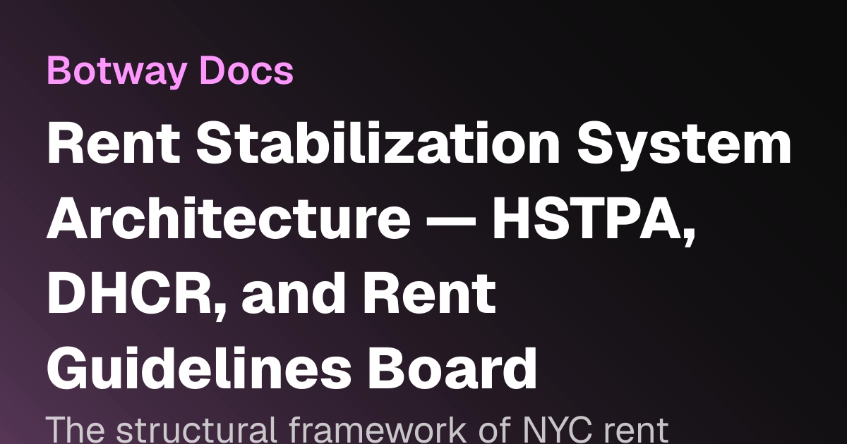 Traditional Rental Systems Rent Stabilization System Architecture — HSTPA, DHCR, and Rent ...