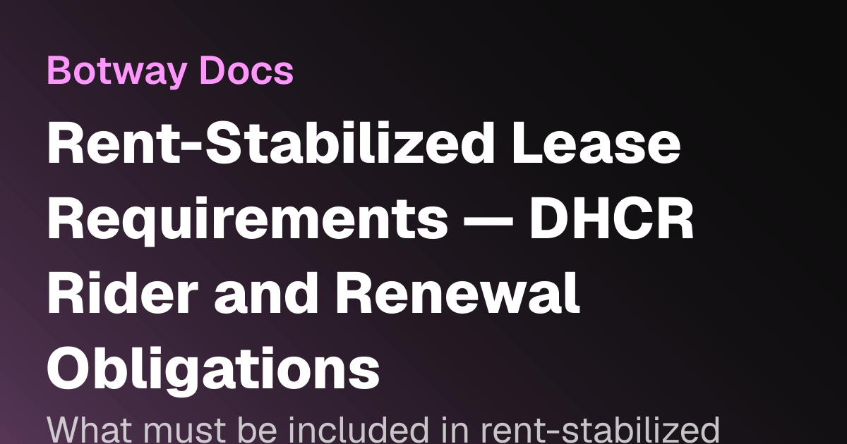 Rent-Stabilized Lease Requirements — DHCR Rider and Renewal Obligations ...