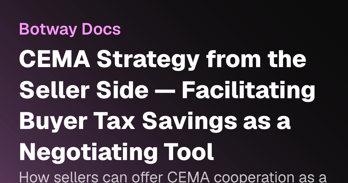 CEMA Strategy from the Seller Side — Facilitating Buyer Tax Savings as ...