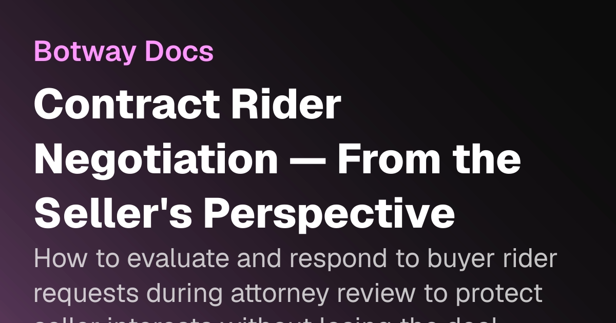 Service Charge Contract Rider Contract Rider Negotiation — From the Seller's Perspective | Botway Docs