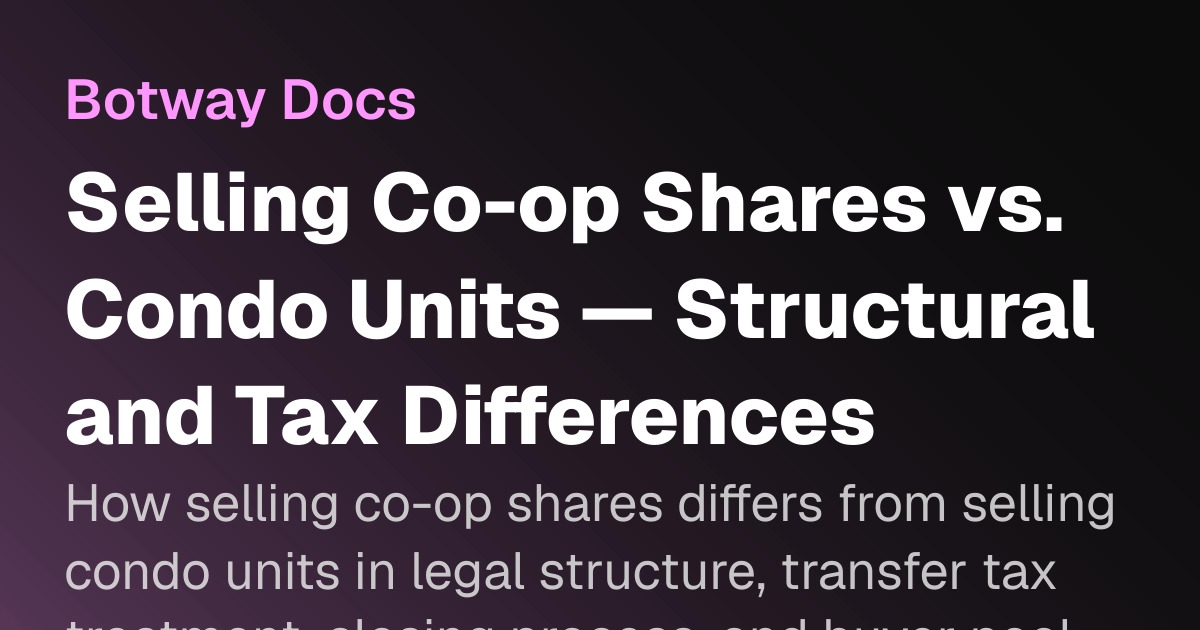 Selling Co-op Shares vs. Condo Units — Structural and Tax Differences ...